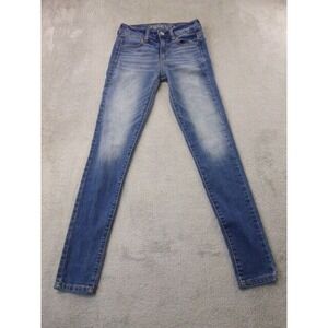 American Eagle Super Hi Rise Jegging Size 2‎ Super Stretch Medium Wash Denim